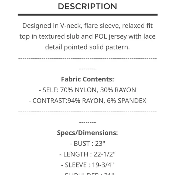 82. NWT POL V-neck Blue and White Lace Long Sleeve Blouse - Picture 6 of 8